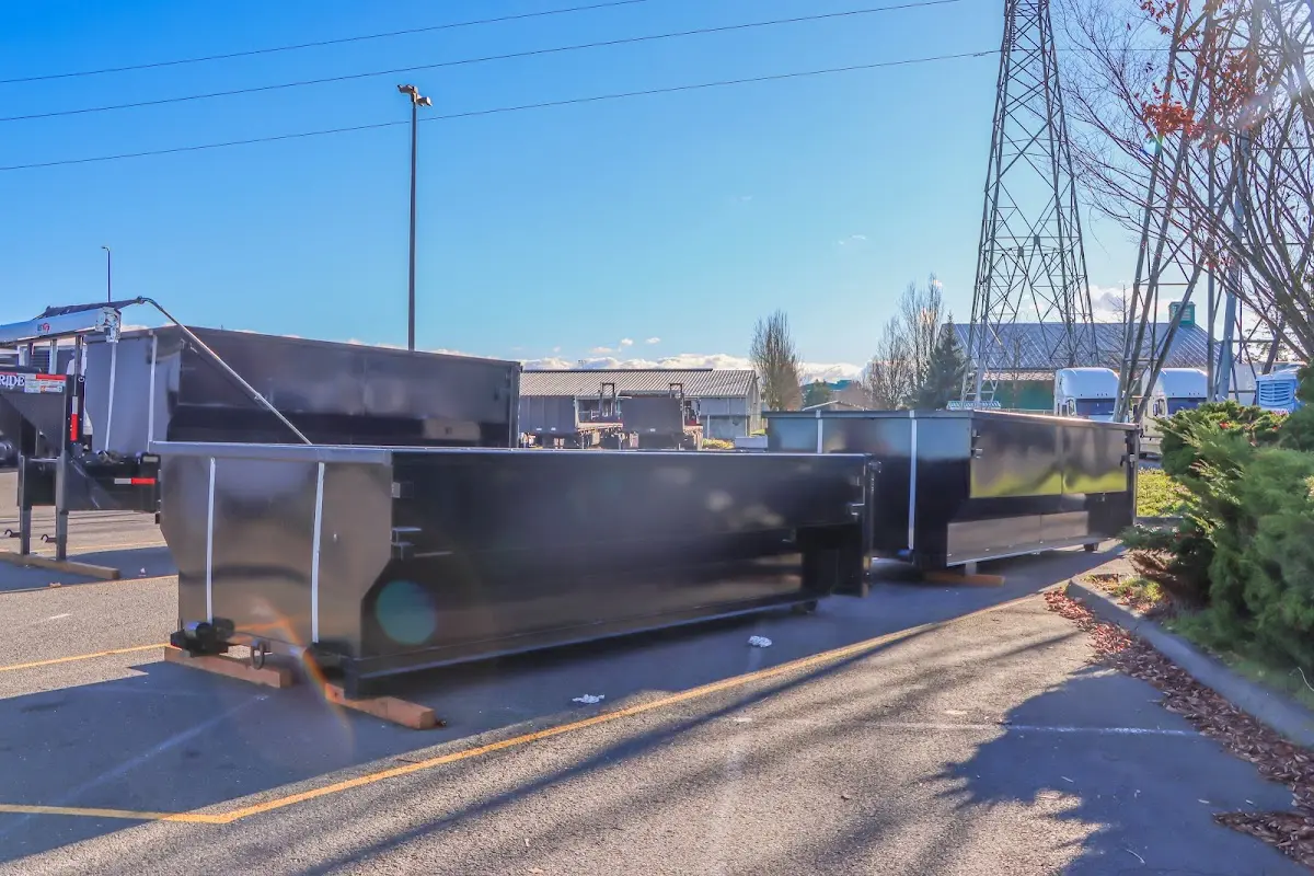 Roll-off dumpster ready for waste disposal at job site for 3 Yard Dumpster Rental in Wapakoneta
